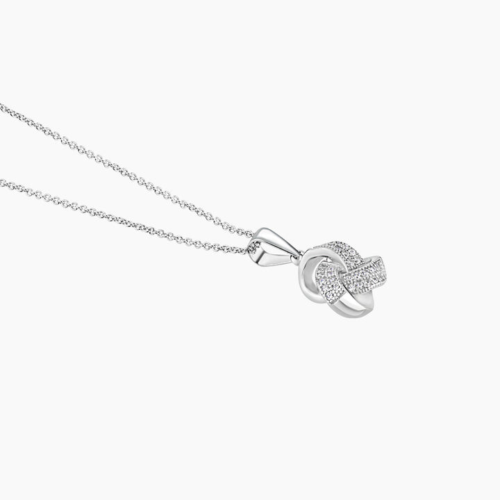 Sterling Silver Love Knot Pave Pendant