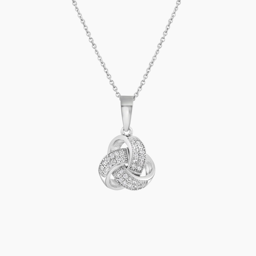 Sterling Silver Love Knot Pave Pendant