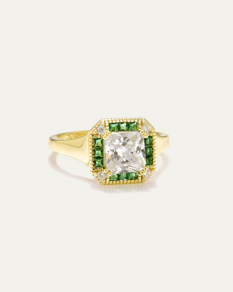 Golden Regalia Art Deco Ring