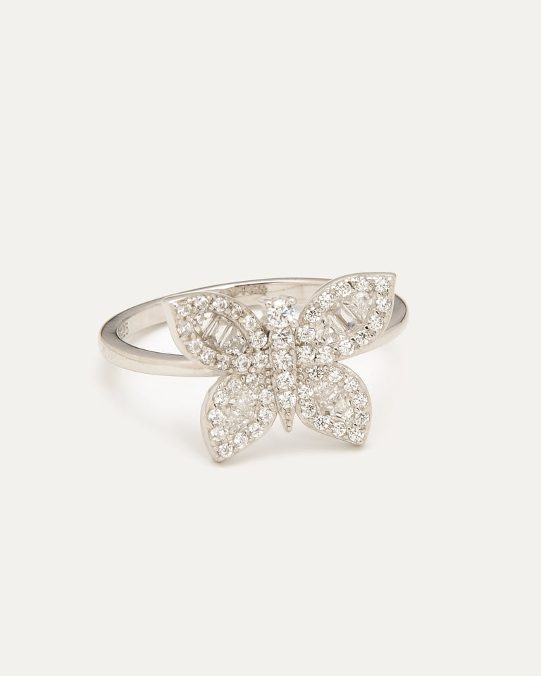 Sterling Silver Cubic Zirconia Butterfly Ring