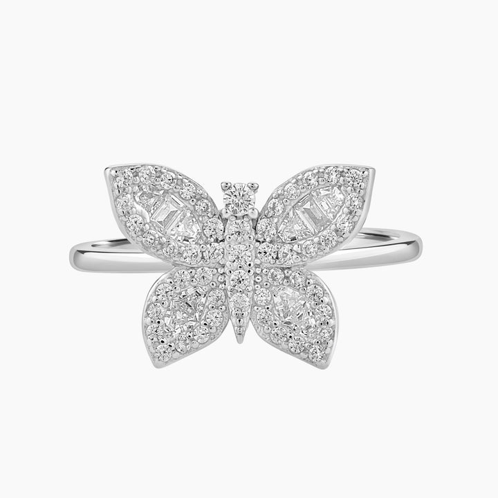 Sterling Silver Cubic Zirconia Butterfly Ring