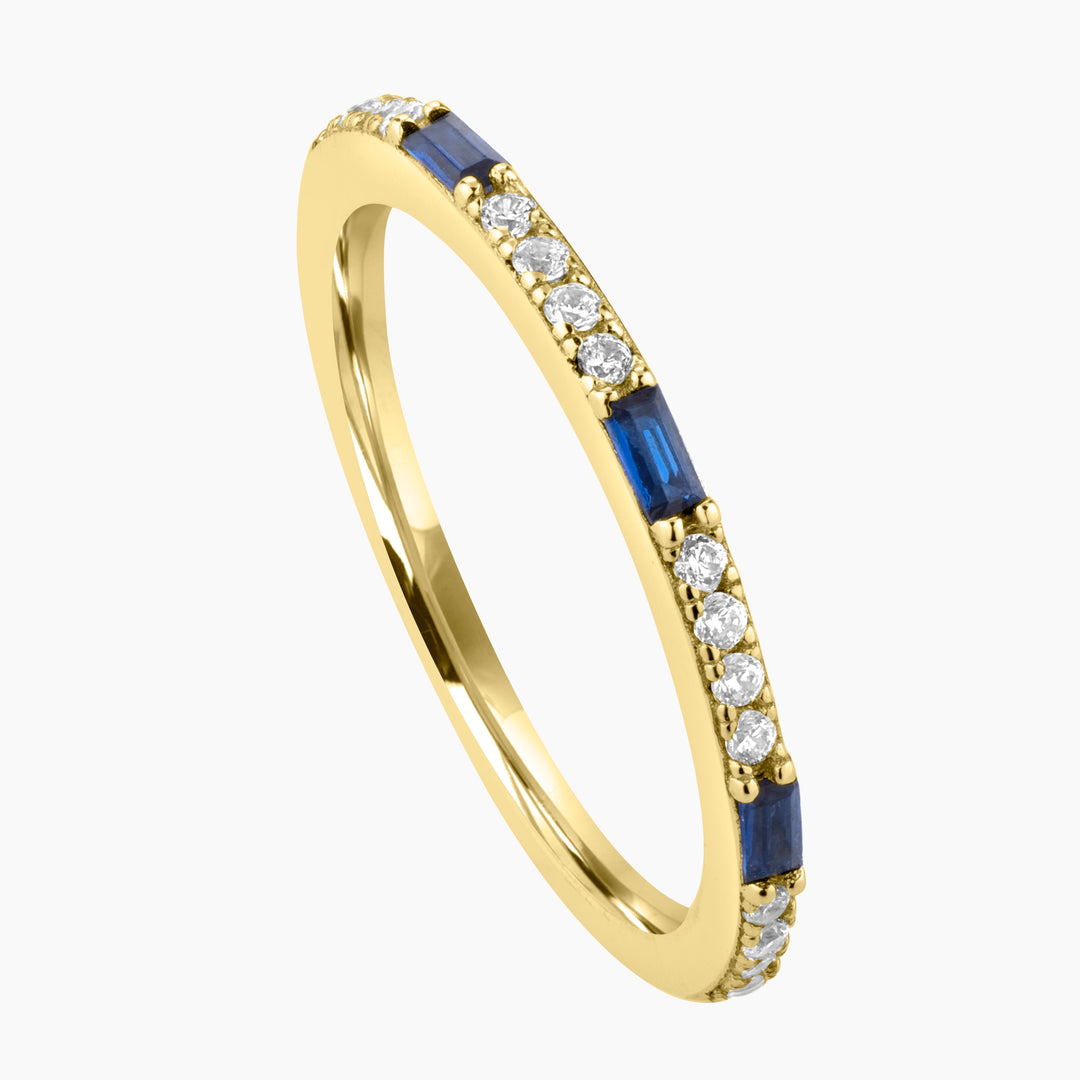 Blue Spinel Baguette Art Deco Band Ring