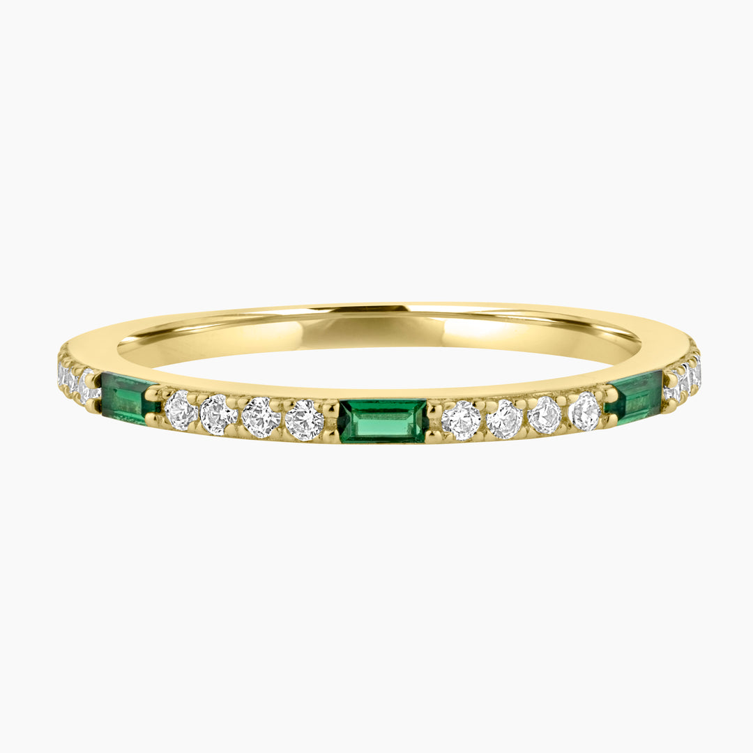 Green Spinel baguette Art Deco Band ring