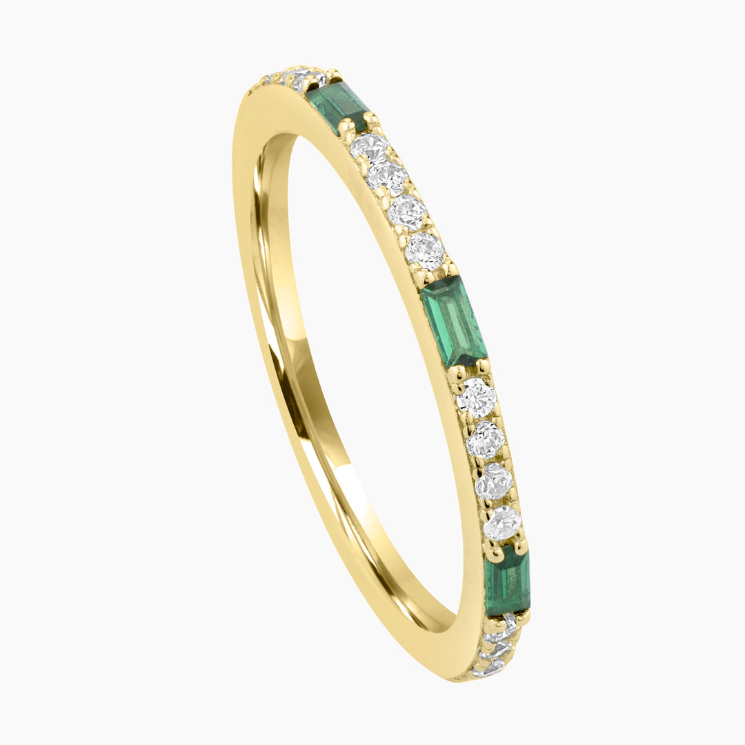 Green Spinel baguette Art Deco Band ring