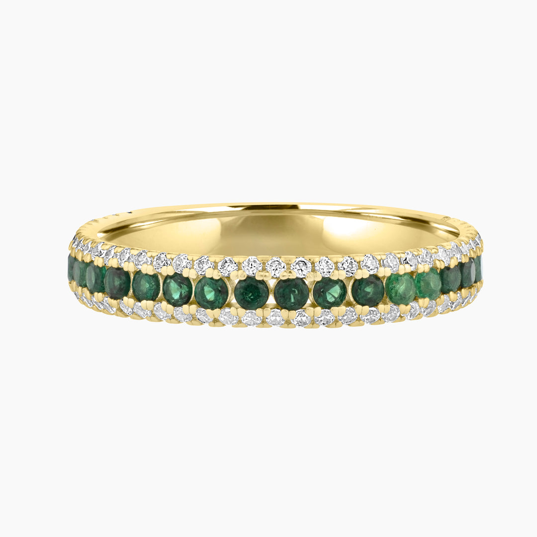 Green and white Pave Ring