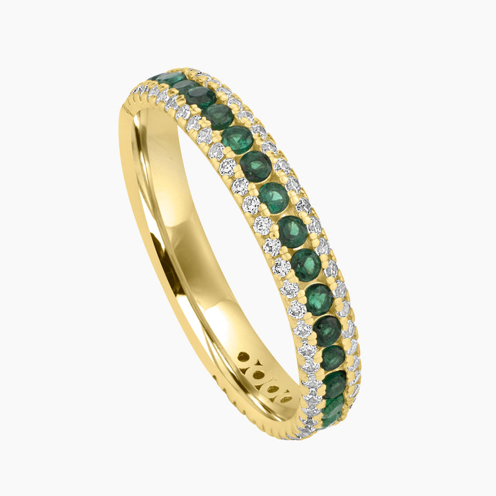 Green and white Pave Ring