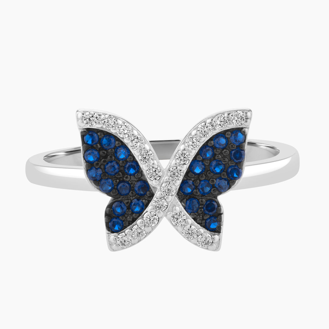 Blue Crystal Butterfly Ring