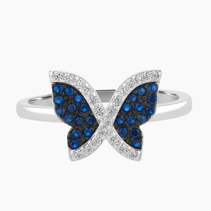 Blue Crystal Butterfly Ring