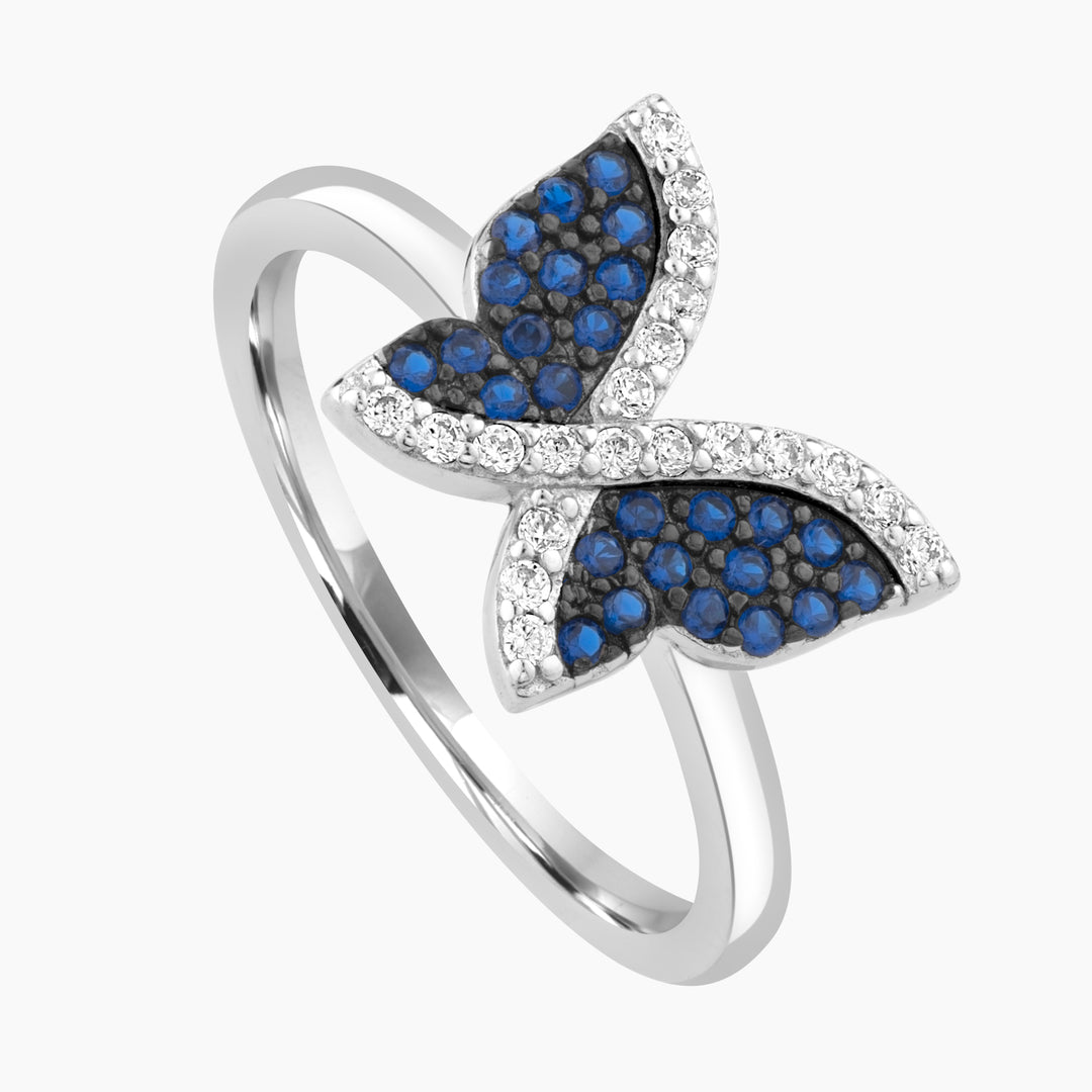 Blue Crystal Butterfly Ring