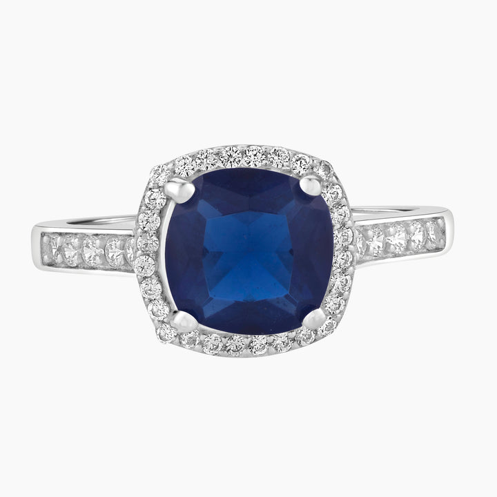 Imitation Sapphire Halo Ring