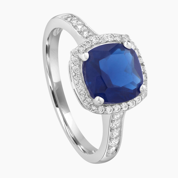 Imitation Sapphire Halo Ring