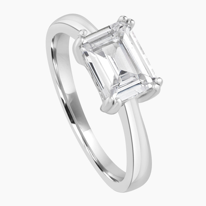 Sideway Emerald Cut Solitaire Ring