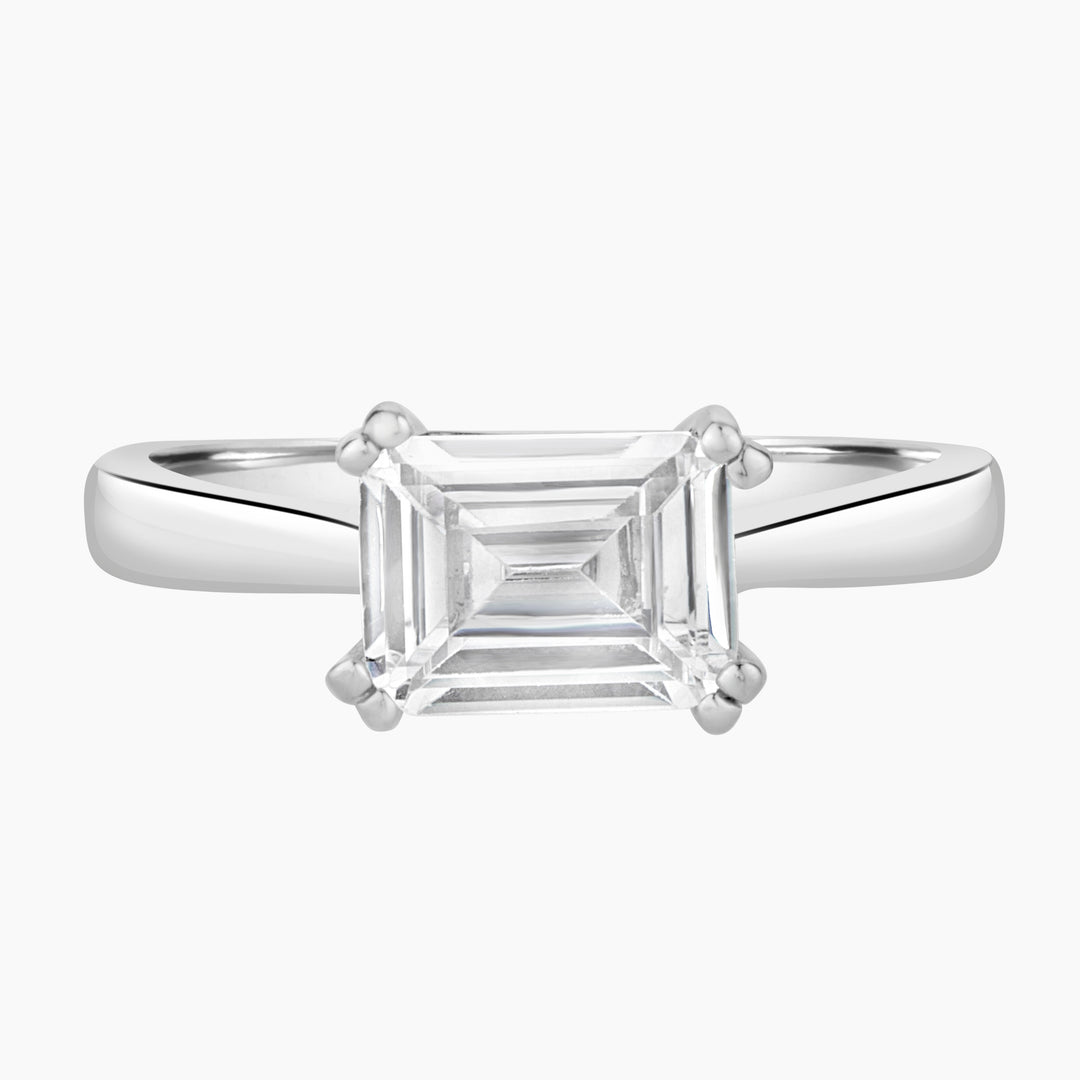 Sideway Emerald Cut Solitaire Ring