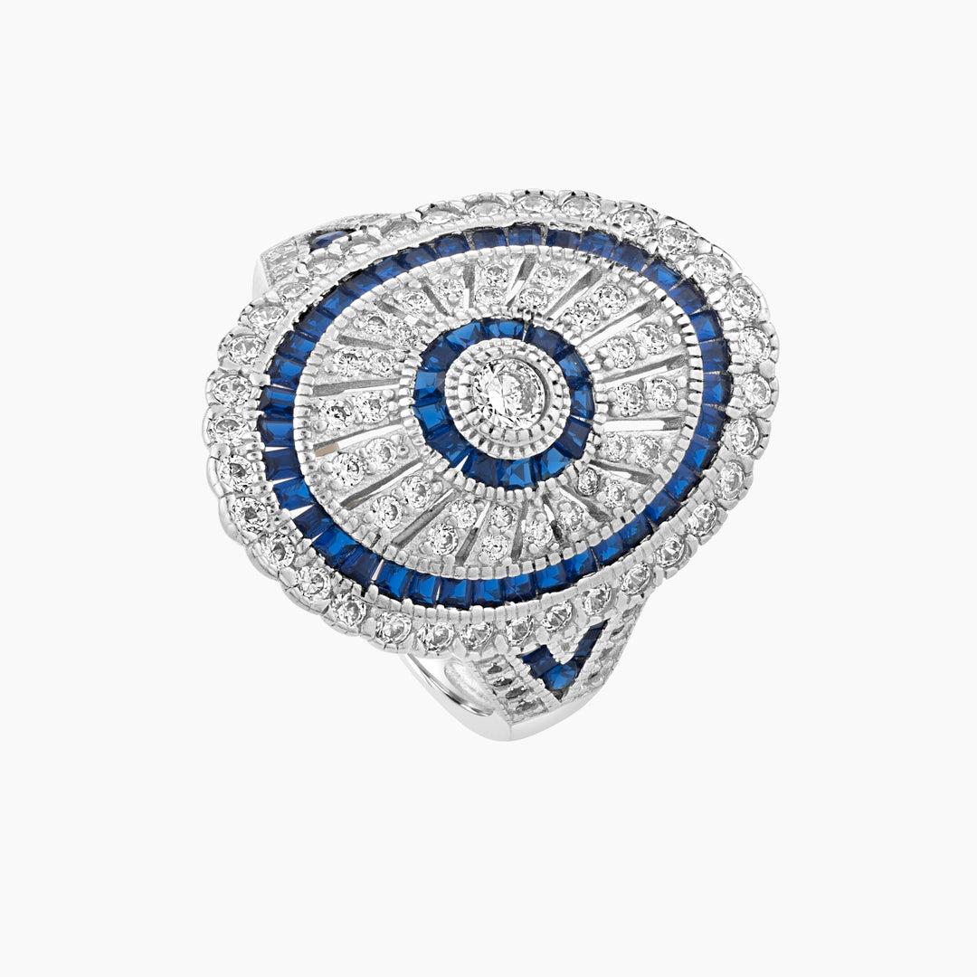 Art Deco Double Halo Sapphire Elegance Ring