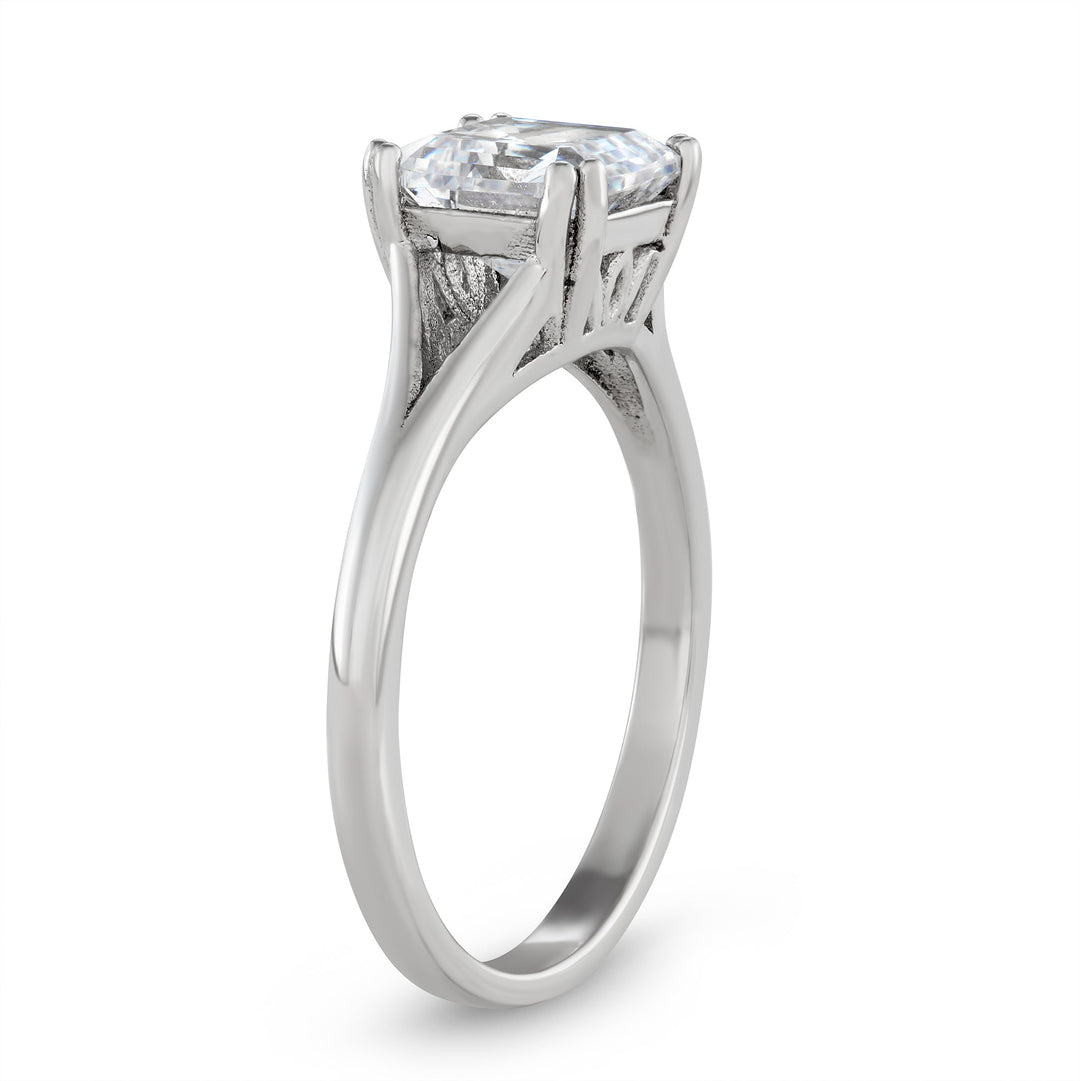 Assher Cut Cubic Zirconia Solitaire Ring