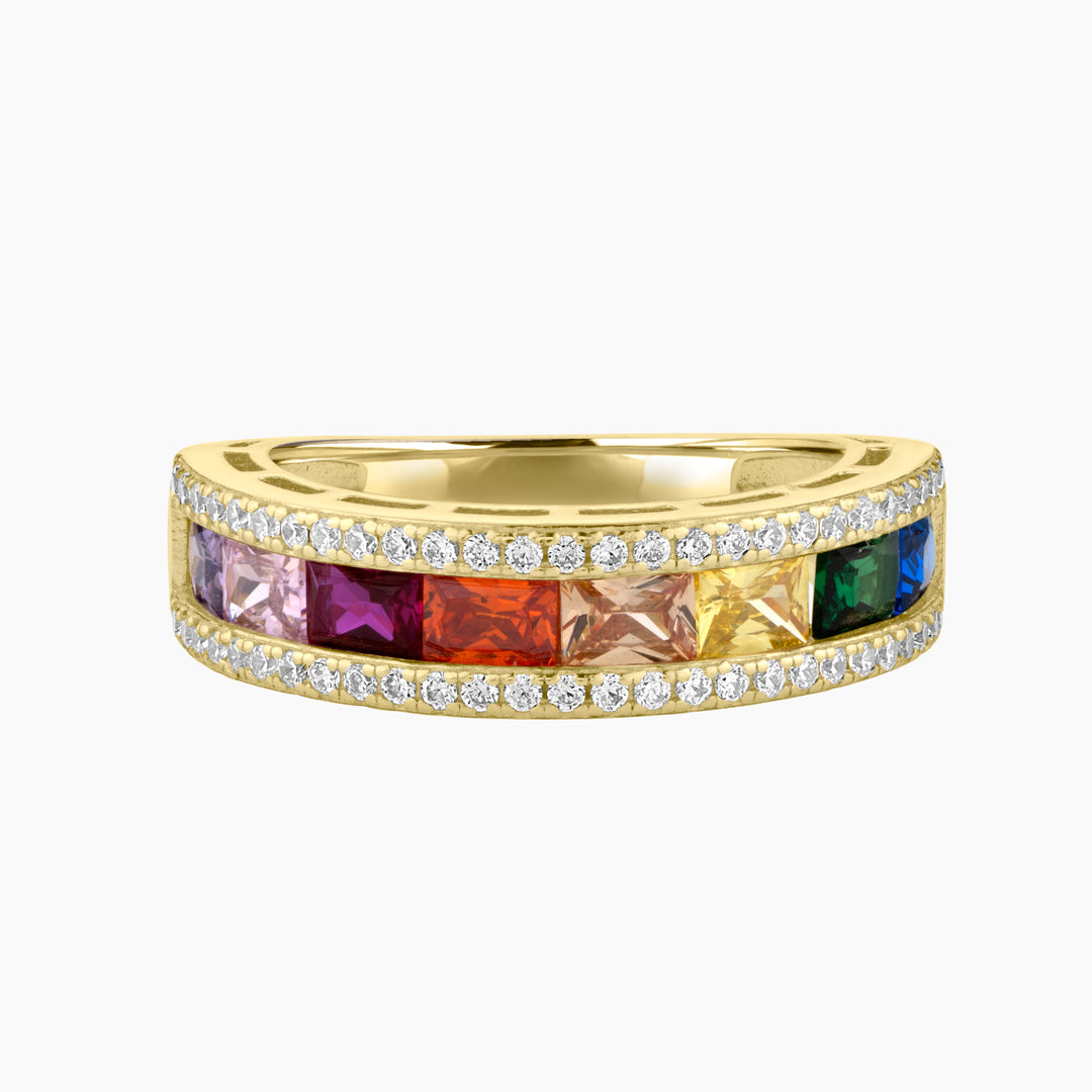 Rainbow Color CZ Band Ring