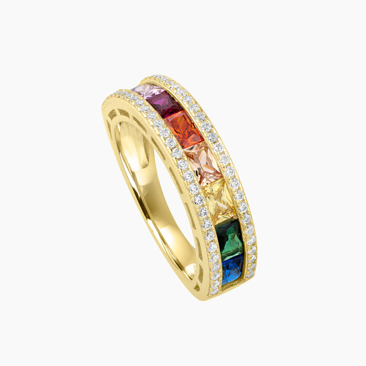 Rainbow Color CZ Band Ring