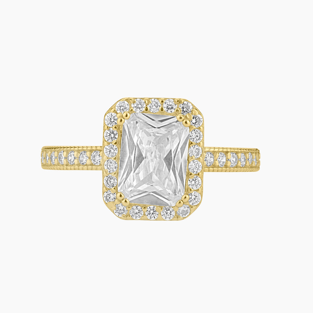 Emerald Cut Halo Ring