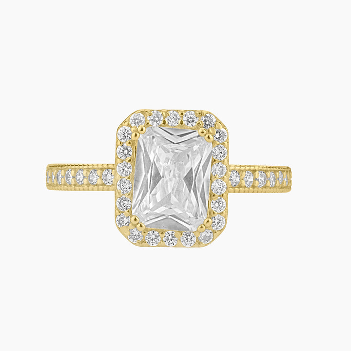 Emerald Cut Halo Ring