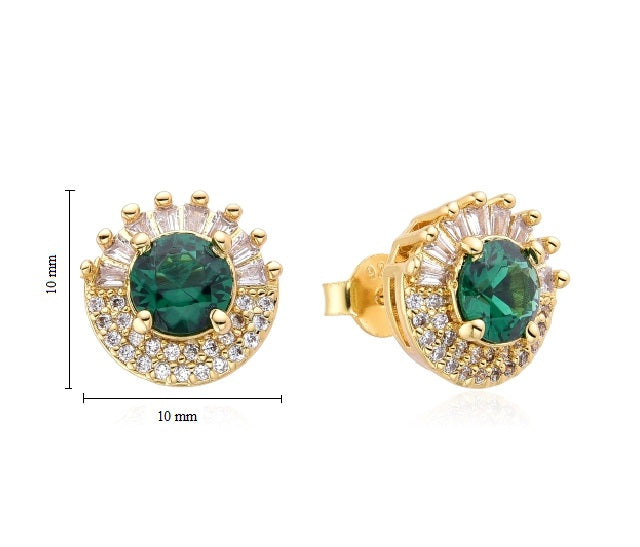 Emerald Twilight Halo Stud Earrings