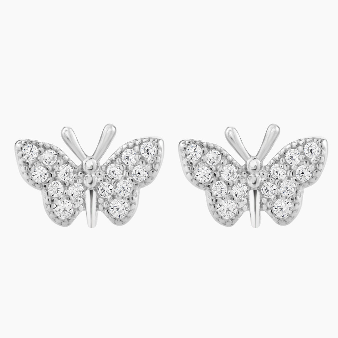 Pave CZ Butterfly Earrings