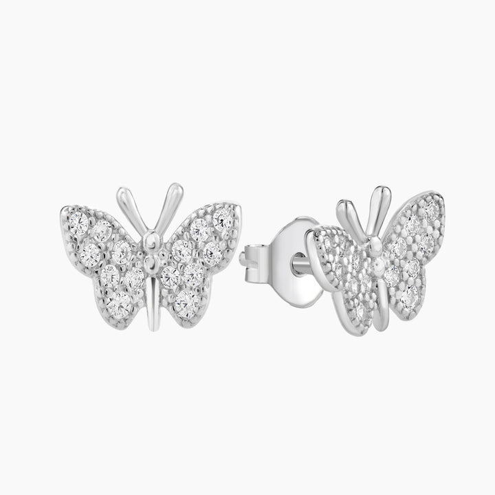 Pave CZ Butterfly Earrings