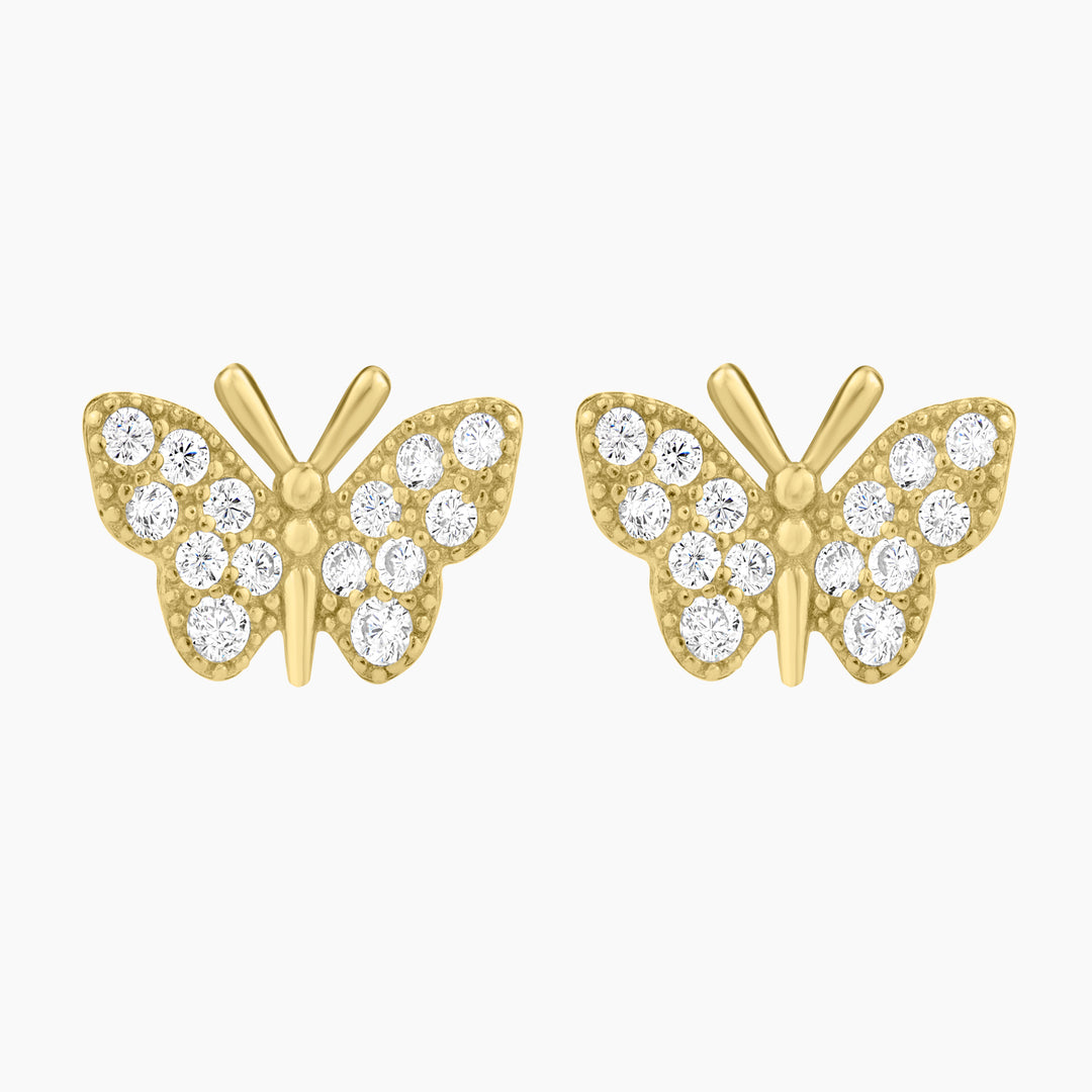 Pave CZ Butterfly Stud Earrings