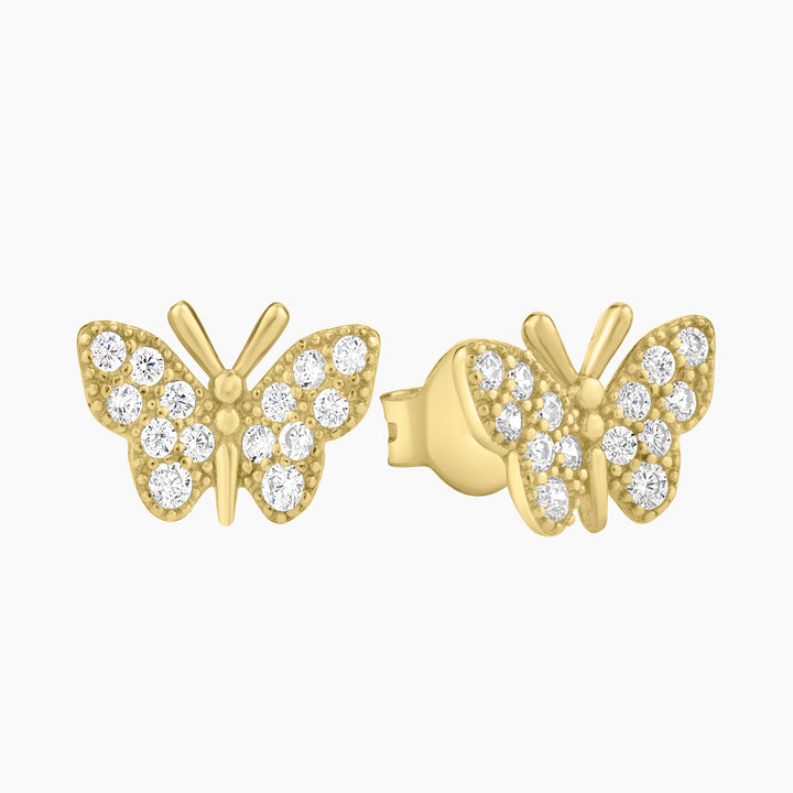 Pave CZ Butterfly Stud Earrings