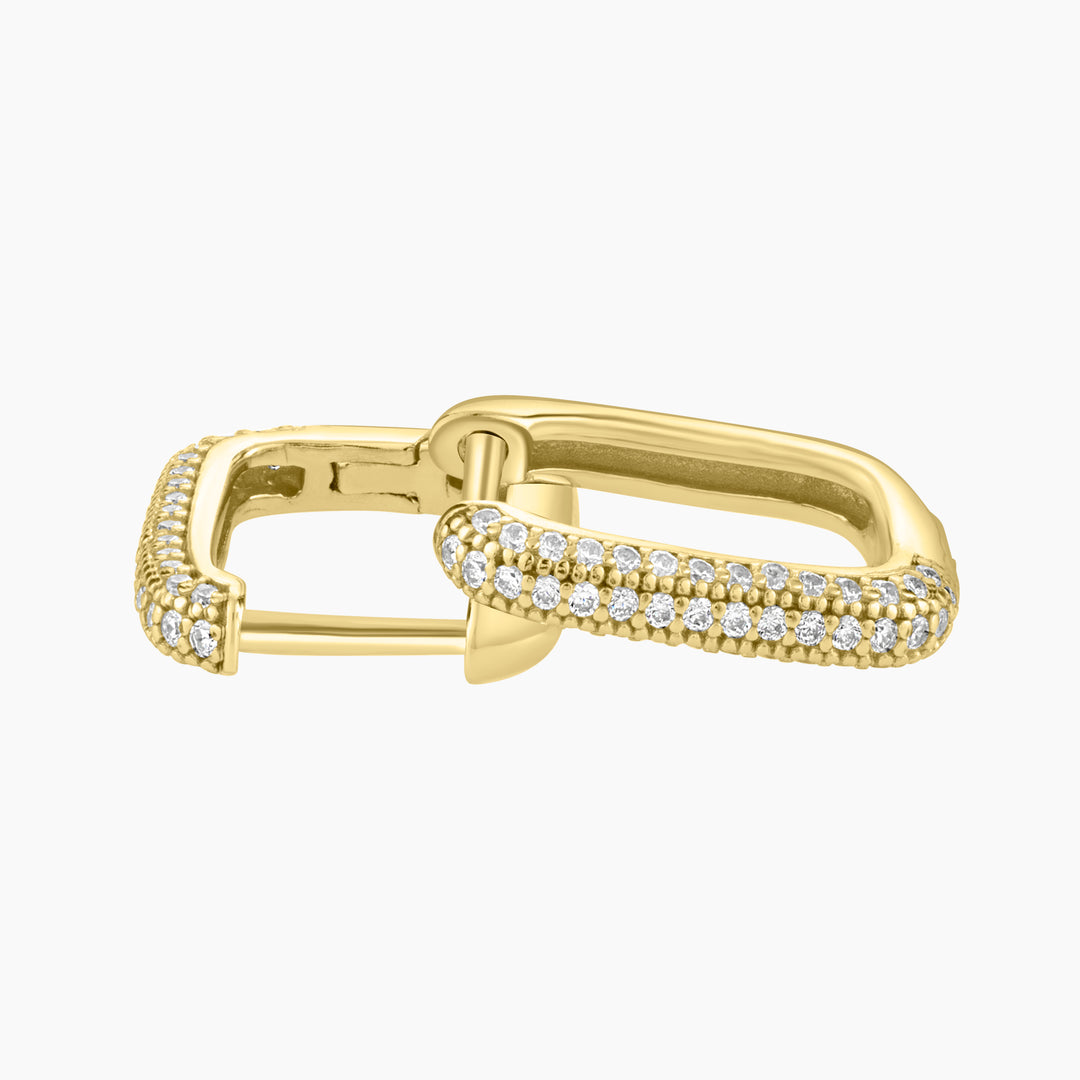 Pave CZ Rectangular Hoop Earrings