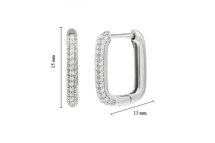 Pave CZ Rectangular Hoop Earring