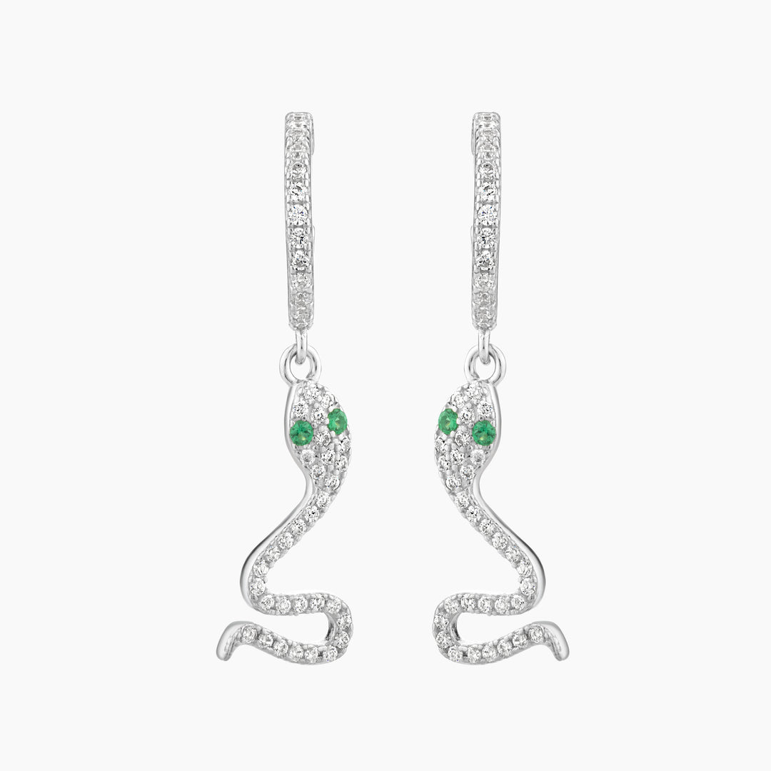 Dangling Pave Snake Earrings