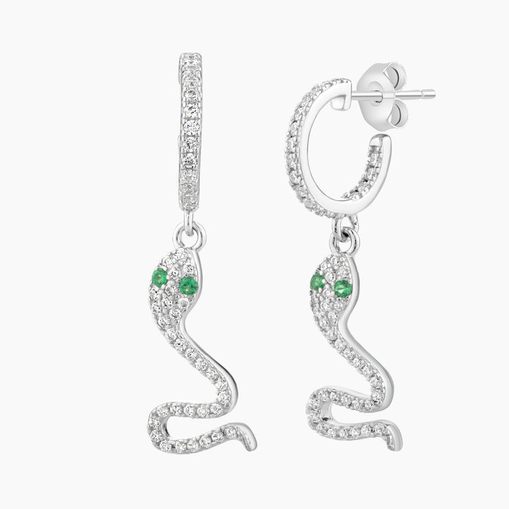 Dangling Pave Snake Earrings