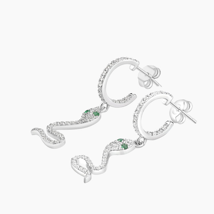 Dangling Pave Snake Earrings