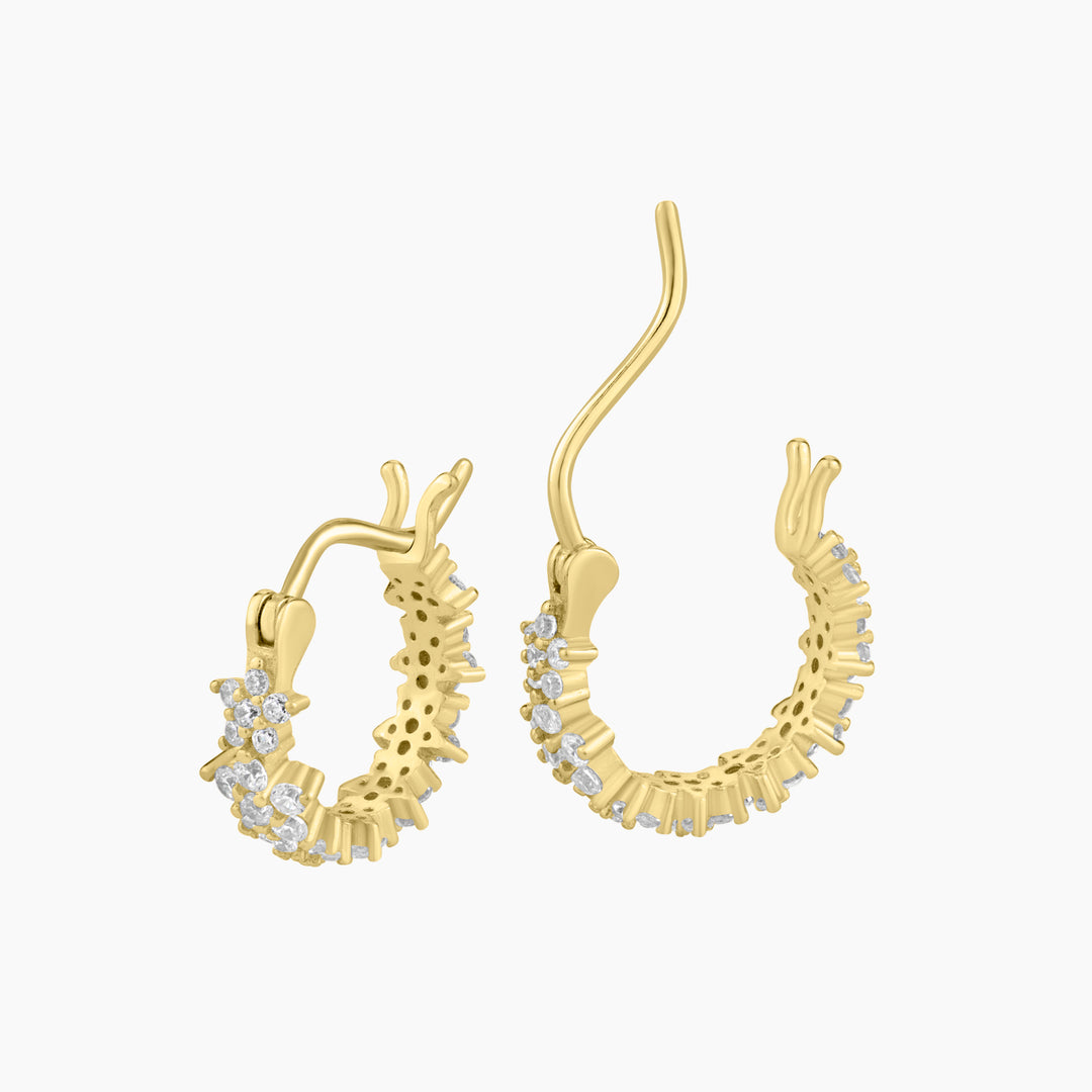 Multi Flower Pattern J Hoop Earrings