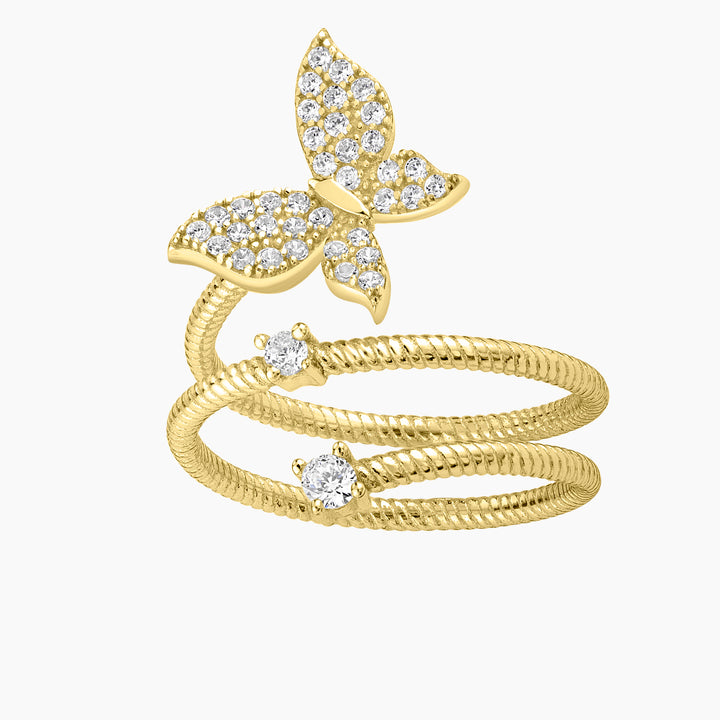 Double Loop Butterfly Elegance Ring