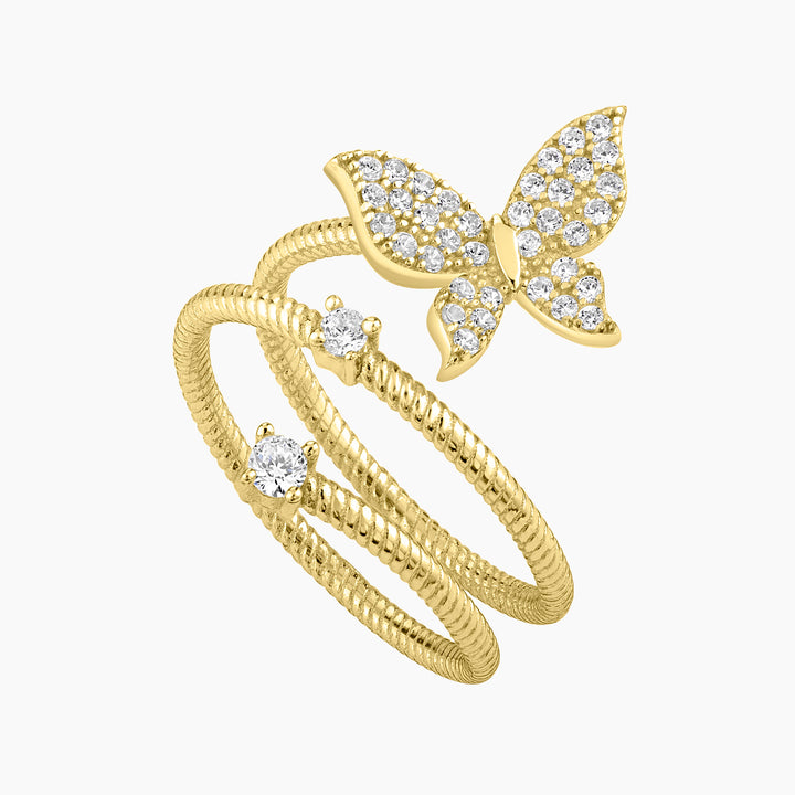 Double Loop Butterfly Elegance Ring