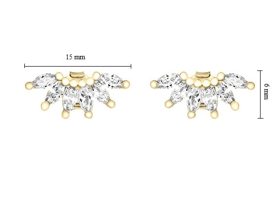 Marquise Stud Climber Earrings