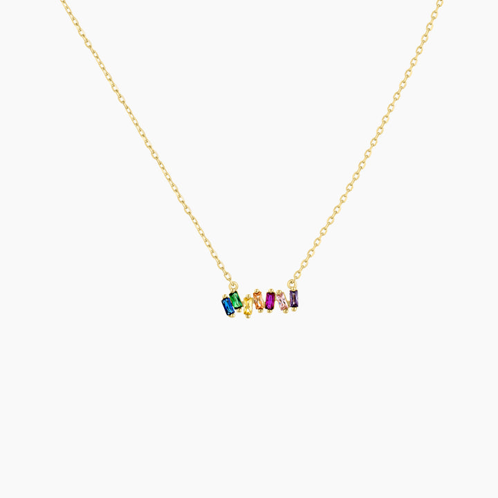 Rainbow Color CZ Bar Necklace