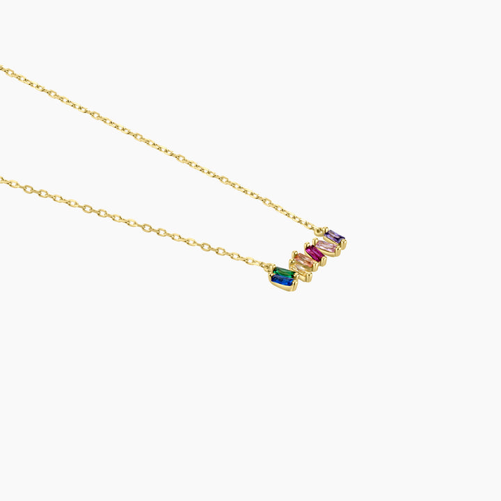 Rainbow Color CZ Bar Necklace