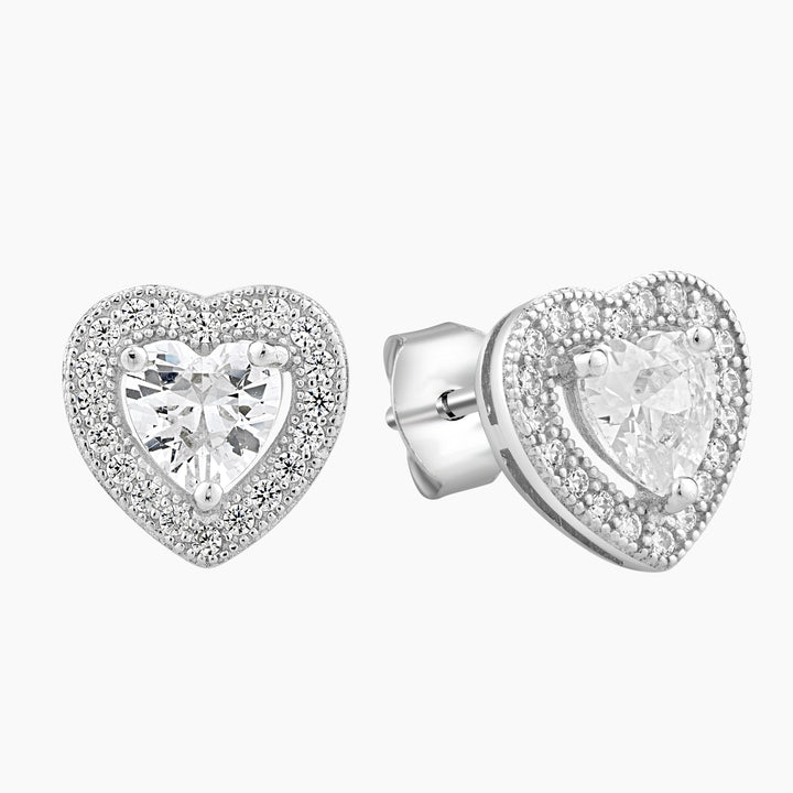 Heart Halo Stud Earrings