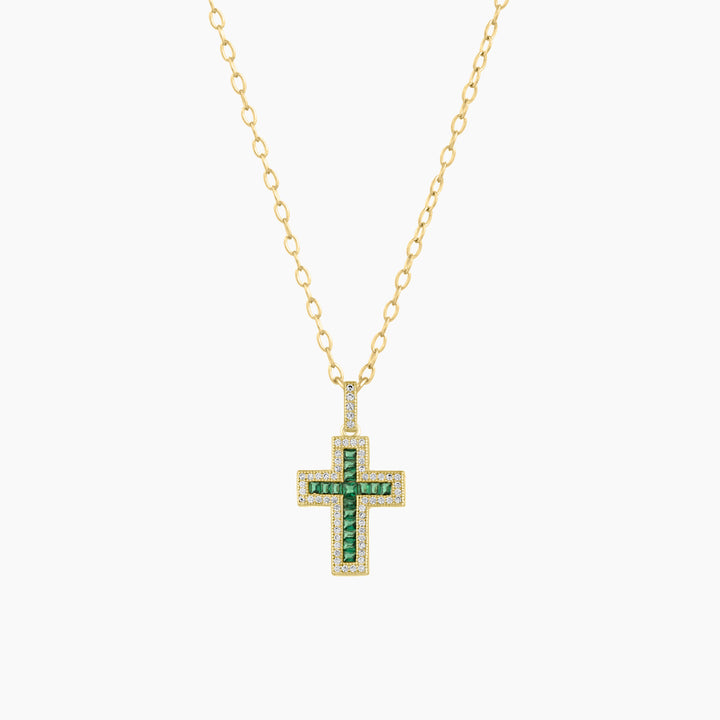 Green Baguettes Cross Pendant