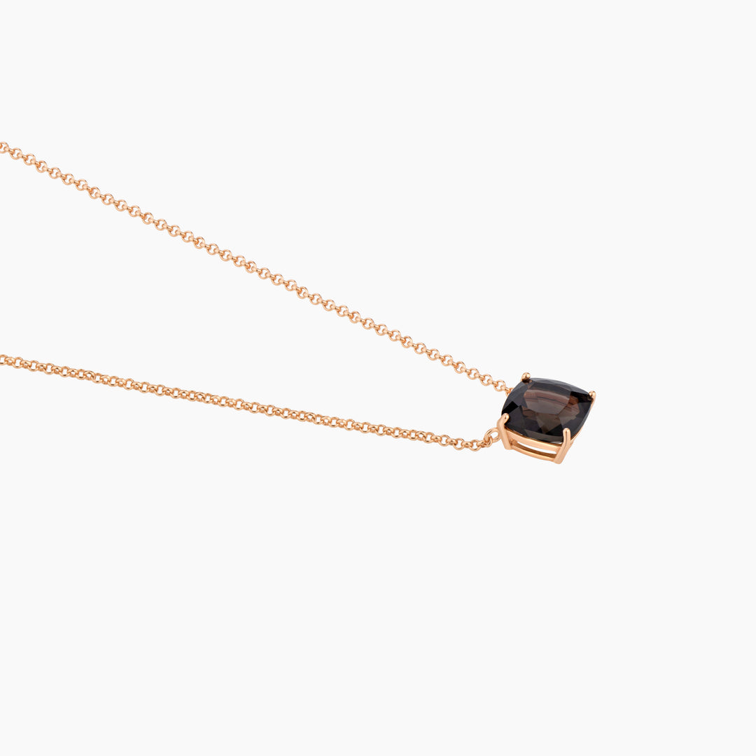 Cushion Cut Genuine Smoky Quartz Necklace