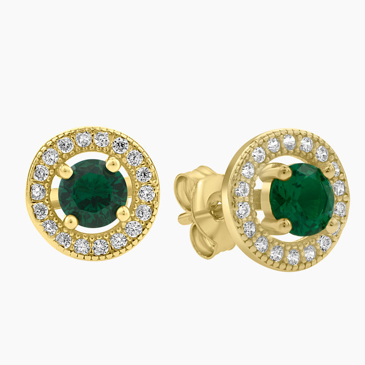 Green Halo Earrings