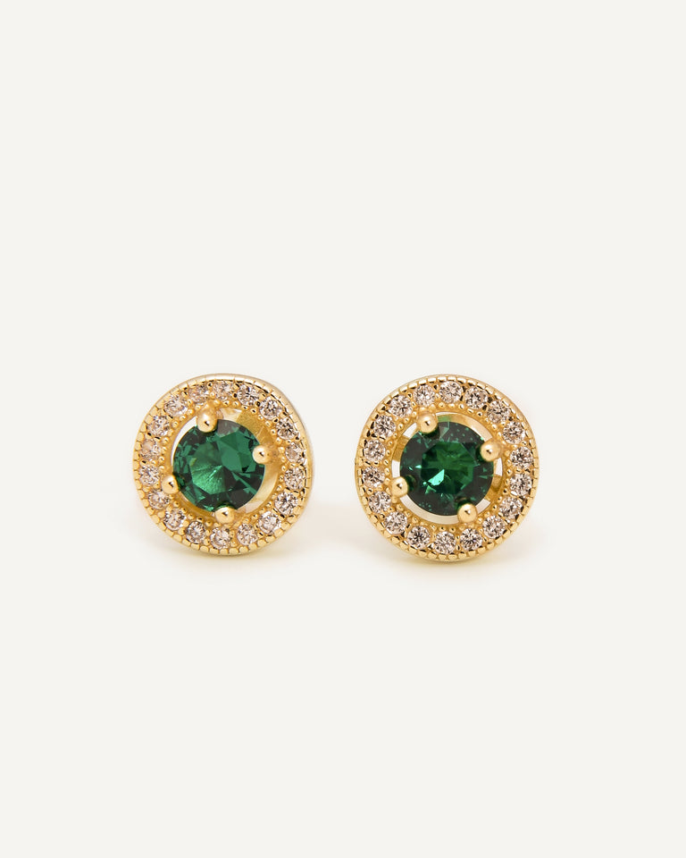 Green Halo Earrings
