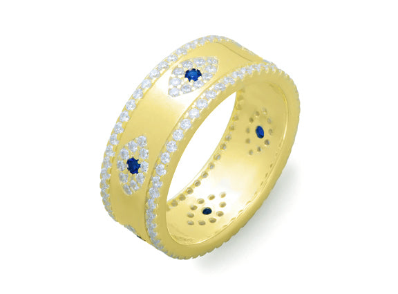 Wide Band Evil Eye Ring