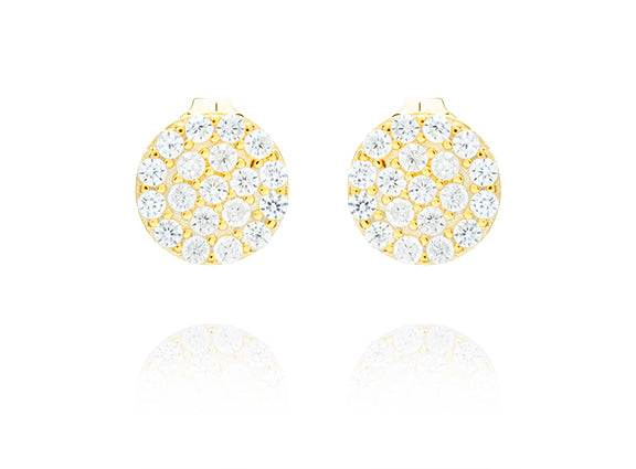 Round Disk Pave Stud Earrings