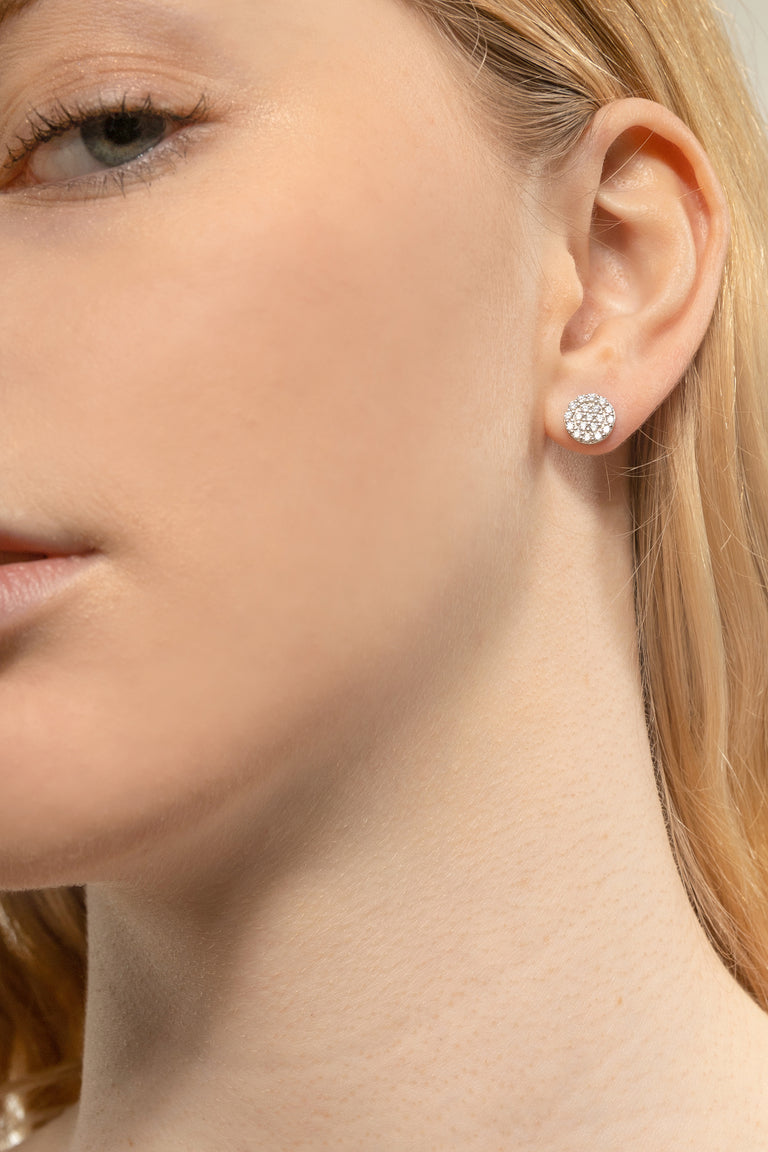 Pave Round Stud Earrings