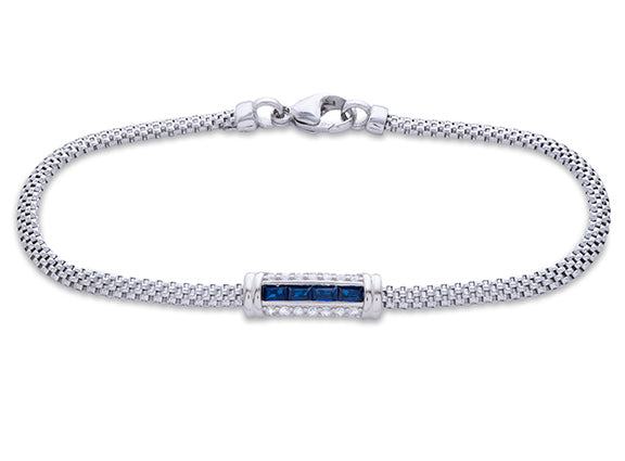 Mash Bracelet with Blue Spinel Baguettes and Clear CZ