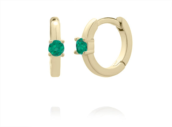 Huggie Earrings with green Spinel Stone