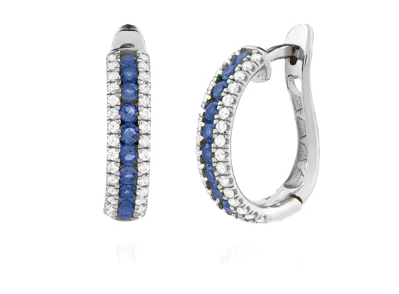 Blue and white Pave Hoop Earrings